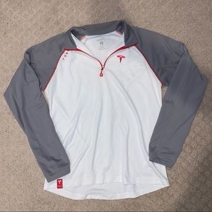 Tesla Grey, White, and Red Quarter Zip
